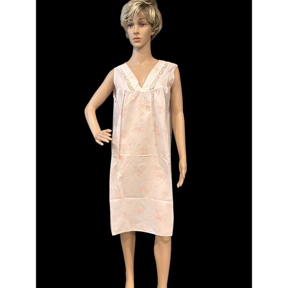 DANNI NEW YORK 60's/70's Night Dress & House Coat VTG Pink Floral NWT Sz L - Picture 5 of 11